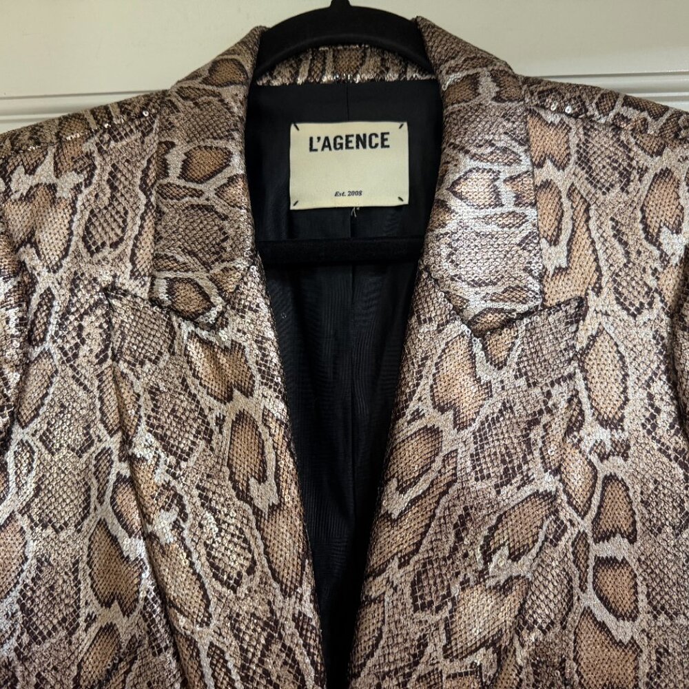 SALE NEW Fabulous Excellent L'Agence Sequin Animal Print Jacket sz 6 - Picture 5 of 6